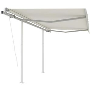 vidaXL Auvent rétractable automatique avec poteaux 3 5x2 5 m Crème