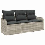vidaXL Ensemble de canapé de jardin 3 Pièces Gris clair Poly rotin