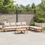 vidaXL Ensemble de banc de jardin avec coussin 5 Pièces Marron  Crème