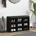 vidaXL Banc à chaussures noir 82x32x50 cm bois d'ingénierie