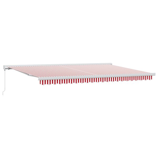 vidaXL Auvent rétractable manuel rayé rouge et blanc 500x300 cm