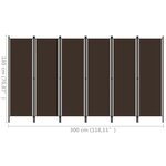 vidaXL Cloison de séparation 6 panneaux Marron 300x180 cm