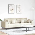 vidaXL Canapé en velours avec coussin Crème 208 cm Velours