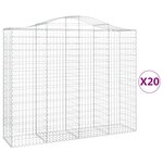 vidaXL Paniers à gabions arqués 20 Pièces 200x50x160/180 cm Fer galvanisé