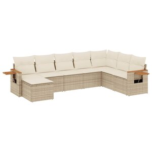 vidaXL Salon de jardin avec coussins 8 Pièces beige résine tressée
