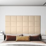 vidaXL Panneaux muraux 12 Pièces Crème 30x30 cm Tissu 1 08 m²