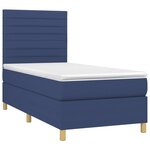 vidaXL Sommier à lattes de lit et matelas et LED Bleu 100x200 cm Tissu