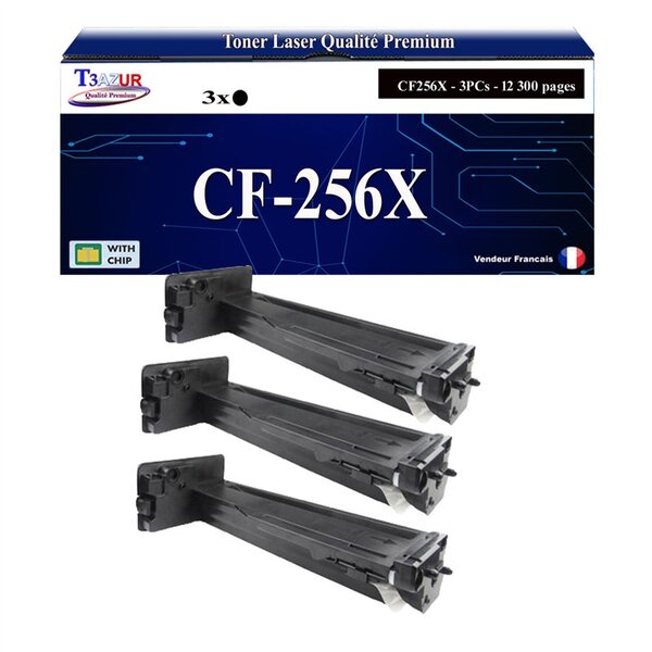 T3AZUR -3x Toners compatibles avec HP CF256X (56X) pour HP LaserJet 436nda MFP  M436n MFP  LaserJet MFP M433a  M436dn  M436nda