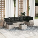 vidaXL Salon de jardin 8 Pièces avec coussins gris clair résine tressée