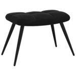 vidaXL Fauteuil relax avec tabouret en velours noir