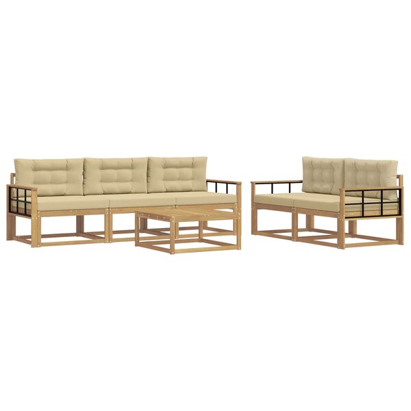 vidaXL Ensemble de canapés d'extérieur 6 pc Blanc et Beige