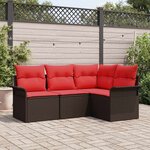 vidaXL Ensemble de canapé de jardin 4 Pièces Marron Poly rotin