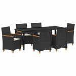 vidaXL Ensemble de salle à manger pour jardin 7 pc Noir polyrotin