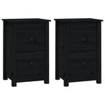 vidaXL Tables de chevet 2 Pièces Noir 40x35x61 5 cm Bois de pin massif
