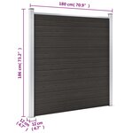 vidaXL Panneau de clôture WPC 180x186 cm Noir
