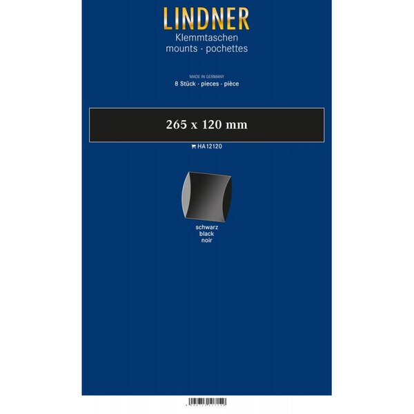 Bandes double soudure 265 x 120 mm pour blocs  carnets de timbres. Fond - Noir