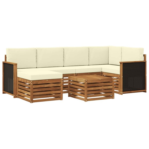 vidaXL Ensemble de canapé d'angle avec coussin 6 Pièces Naturel et Crème