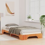 vidaXL Cadre de lit surélevé avec stockage Marron Bois massif en pin