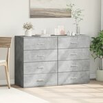 vidaXL Buffets 2 Pièces gris béton 60x39x80 cm bois d'ingénierie