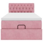 vidaXL Cadre de lit ottoman avec matelas rose 100x200 cm velours