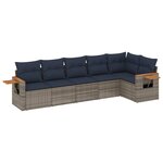 vidaXL Salon de jardin 6 Pièces avec coussins gris résine tressée