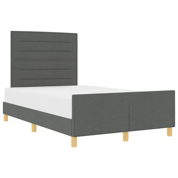 vidaXL Cadre de lit avec tête de lit Gris foncé 120 x 190 cm tissu