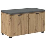 vidaXL Banc d'entrée avec coussin Chêne artisanal 80 x 46 x 46 cm