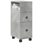 vidaXL Meuble étroit de salle de bain à roulettes gris béton