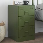 vidaXL Table de chevet vert olive 34 5x39x62 cm acier