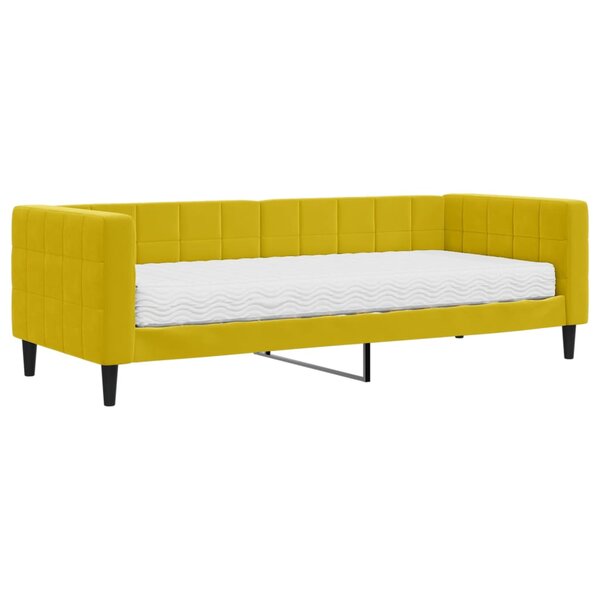 vidaXL Lit de jour avec matelas jaune 80x200 cm velours