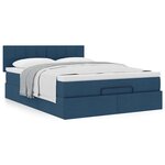 vidaXL Lit ottoman avec matelas bleu 140x190 cm tissu
