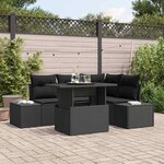 vidaXL Ensemble de canapé de jardin avec coussin 5 Pièces Noir polyrotin