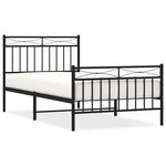 vidaXL Cadre de lit métal sans matelas avec pied de lit noir 100x190cm