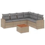 vidaXL Salon de jardin avec coussins 7 Pièces beige résine tressée