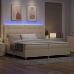 vidaXL Lit à ressorts avec bandes LED Crème 200 x 200 cm tissu