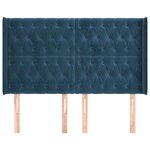 vidaXL Tête de lit avec oreilles Bleu foncé 163x16x118/128 cm Velours
