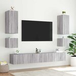 vidaXL Meuble TV mural avec lumières LED sonoma gris 100x35x31 cm