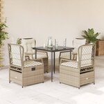 vidaXL Ensemble à manger de jardin avec coussins 5Pièces Beige poly rotin