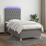 vidaXL Sommier à lattes de lit et matelas et LED Gris foncé 90x190cm