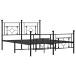 vidaXL Cadre de lit métal sans matelas avec pied de lit noir 140x190cm