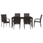 vidaXL Ensemble de repas de jardin 7 pièces Marron en Rotin Poly