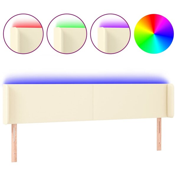 vidaXL Tête de lit à LED Crème 163x16x78/88 cm Similicuir