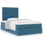 vidaXL Cadre de lit ottoman avec matelas bleu foncé 120x200 cm velours