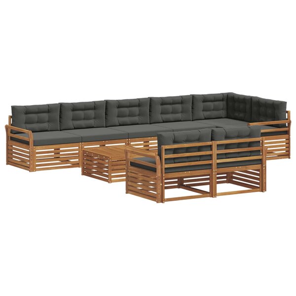 vidaXL Ensemble de canapés d'extérieur 9 Pièces Naturel et Anthracite