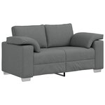 Canapé 2 places avec coussins en tissu gris foncé