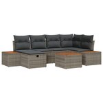 vidaXL Ensemble de canapés de jardin 7 pièces avec coussins gris poly rattan
