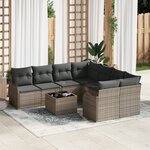 Ensemble de canapés de jardin vidaXL 9 pièces avec coussins gris poly rotin