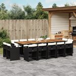 vidaXL Ensemble à manger de jardin 15 Pièces coussins noir résine tressée