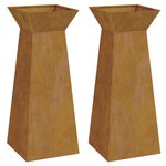 vidaXL Jardinière à pilier 2 Pièces Argent 40 x 40 x 100 cm Acier