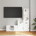 vidaXL Meubles TV 4 Pièces avec rangement ODDA blanc bois de pin massif